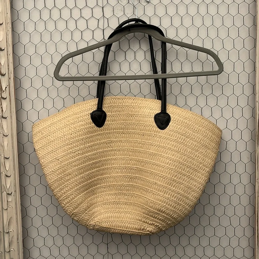PomPom Straw Tote Bag by Shiraleah